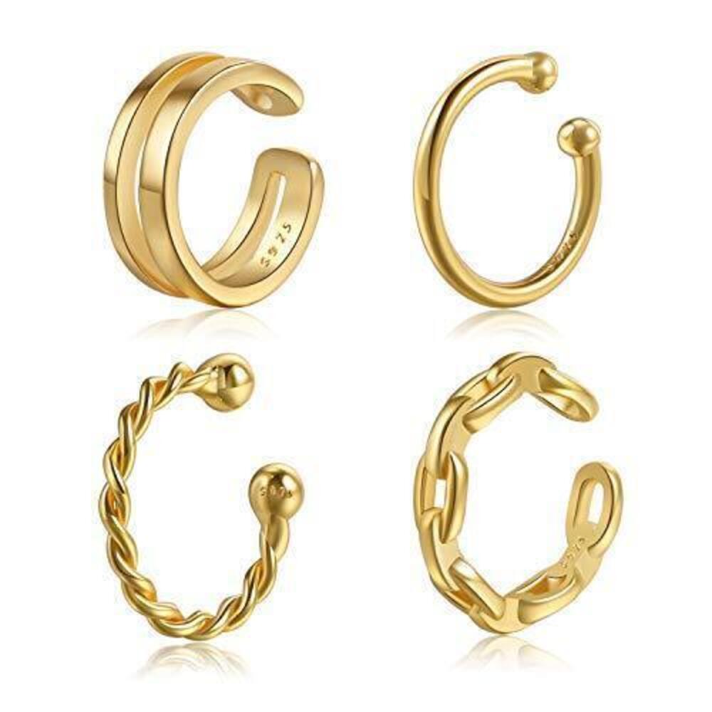 2333 Ear Cuff 18K Gold Plated Sterling Silver Ear Cuffs Non-Piercing